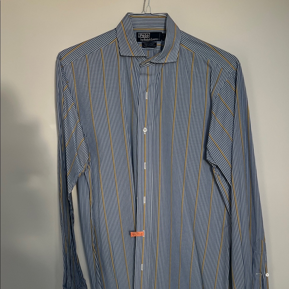 Polo by Ralph Lauren Striped Dress Shirt in Blue and Yellow